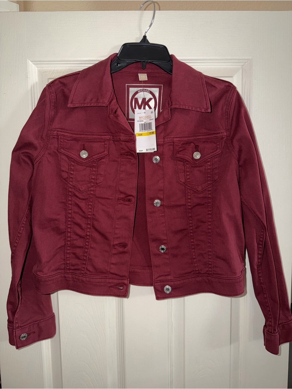 ✨♥️ BNWT Michael Kors Merlot Cropped Denim Style Jacket ♥️✨ 97% Cotton - Picture 3 of 7